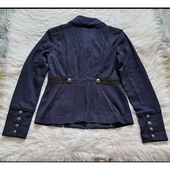 Cabi Sz M Navy Blue Ponte Knit Military Jacket Peplum Nautical Womens - Picture 11 of 15